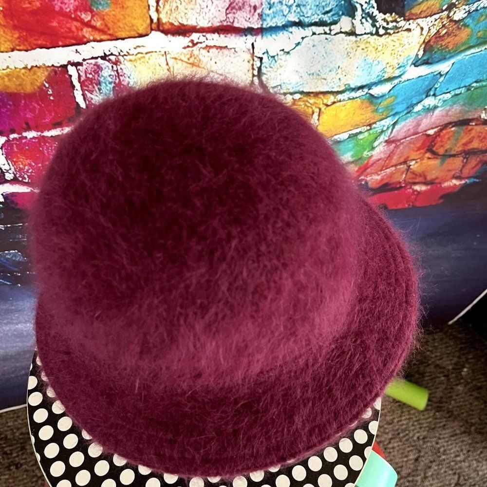 Angora Rabbit Hair Blend Bucket Style Hat One Size - Picture 3 of 5